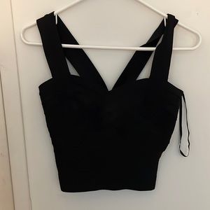 Aqua black bandage crop top